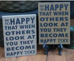 The Hearthside Collection Be So Happy Wall Plaque - Oatmeal or Mustard