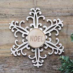 Snowflake Wood Slice Ornament - Noel