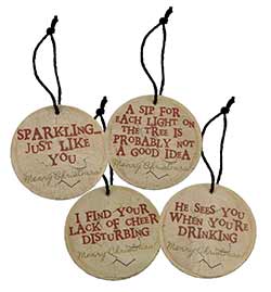 Christmas Wine Tag Ornaments (Set of 4)