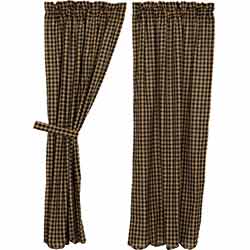 VHC Brands Black Check Panels - 63 inch (Black and Tan)