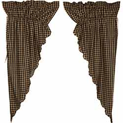 Black Check Prairie Curtain - 63 inch (Black and Tan)