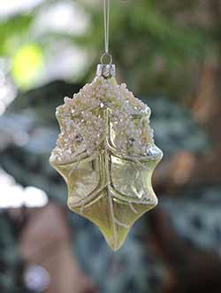 Glittered Leaf Ornament - Longer
