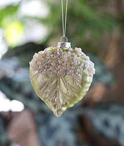 Glittered Leaf Ornament - Shorter