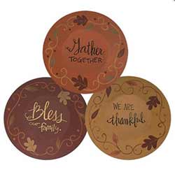 Gather, Thankful, Bless Wood Plates (Set of 3)
