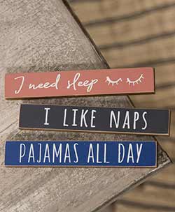 Naps & Pajamas Mini Shelf Sitter Signs (Set of 3)