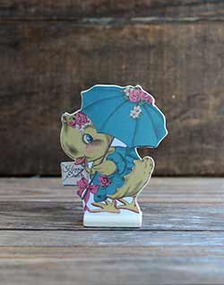 Vintage Easter Dummy Board - Chick with Umbrella