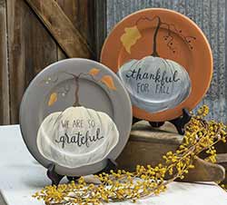 Thankful & Grateful Pumpkin Plates (Set of 2)