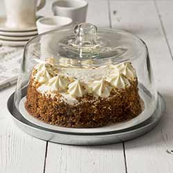 Glass Dessert Cloche With Metal Base - 11.75 inch
