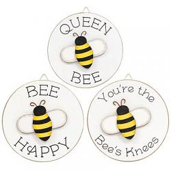 The Hearthside Collection Bee Round Easel Signs (Set of 3)