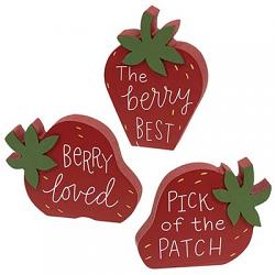 Strawberry Chunky Shelf Sitter Signs (Set of 3)