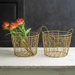 Gold Wire Baskets (Set of 2)