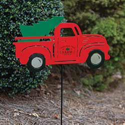 Red Truck with Tree Garden Stake