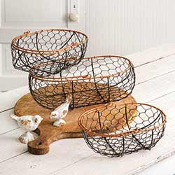 Wire Gathering Baskets (Set of 3)
