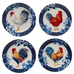 Indigo Rooster Dinner Plate