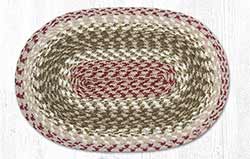 Olive, Burgundy, and Gray Cotton Braided Placemat - Oval