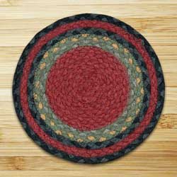 Burgundy, Olive, and Charcoal Braided Jute Tablemat