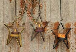 Hanging Star Tealight Holder - Burgundy