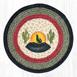 Coyote Silhouette Round Braided Chair Pad