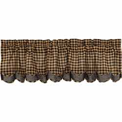 VHC Brands Black Check Scalloped Layered Valance - 60 inch