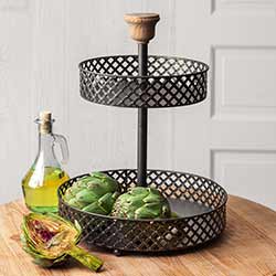 Black Mesh Two-Tiered Tray