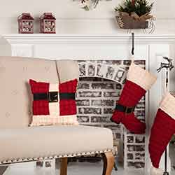 Chenille Christmas Santa Suit Pillow 12x12