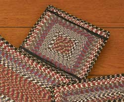 Burgundy, Blue, and Gray Cotton Tweed Chair Pad (Square)