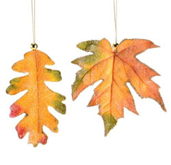 Giftcraft Beaded Fabric Fall Leaf Ornament
