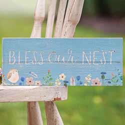 Bless Our Nest Wood Sign with Flowers