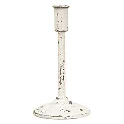 Distressed White Taper Candle Holder - 9 inch