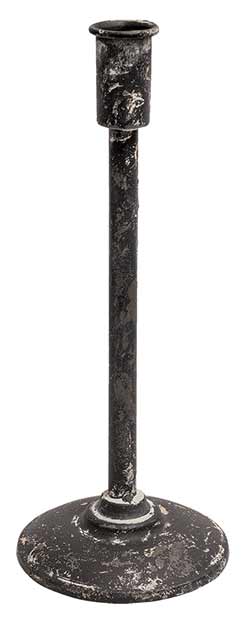 Distressed Black Taper Candle Holder - 11.75 inch