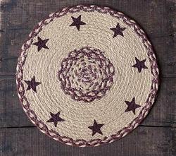 VHC Brands (OH) Burgundy and Tan Jute Tablemat with Stars