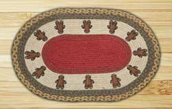 Gingerbread Men Oval Patch Braided Rug