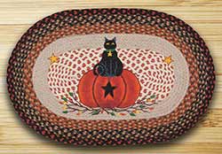 Black Cat Pumpkin Braided Rug