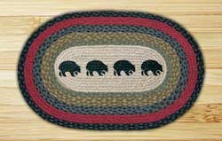 Black Bears Oval Patch Braided Rug