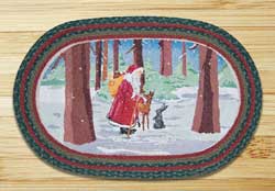 Father Christmas Oval Patch Braided Rug
