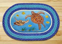 Earth Rugs Sea Turtle Oval Patch Braided Rug
