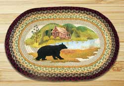 Cabin Bear Oval Patch Braided Rug
