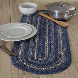 Great Falls Blue Braided 36 inch Table Runner (Oval)
