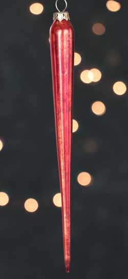 Large Mercury Glass Icicle Ornament - Red