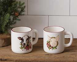 Farmhouse Animal Christmas Mugs (Set of 2)