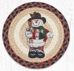 Snowman in Top Hat Braided Tablemat - Round (10 inch)