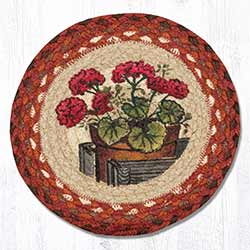 Garden Geranium Braided Tablemat - Round (10 inch)