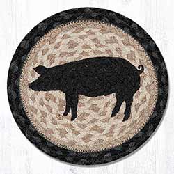 Pig Silhouette Braided Tablemat - Round (10 inch)