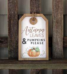 Autumn Leaves Tag Sign