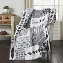 VHC Brands Sawyer Mill Black Farmhouse Quilted Throw