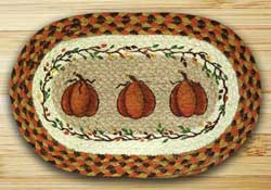Harvest Pumpkin Braided Jute Tablemat - Oval