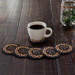 VHC Brands Black & Tan Braided Coasters (Set of 6)