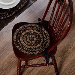 Woodbine Brown & Green Country Braided Cotton Chair Pad ~ 14.5" Diameter 