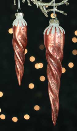 Mercury Glass Icicle Ornament - Faded Red (5.25 inch)
