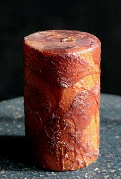 Mustard Primitive Dripped Wax Pillar Candle - 3 x 5 inch